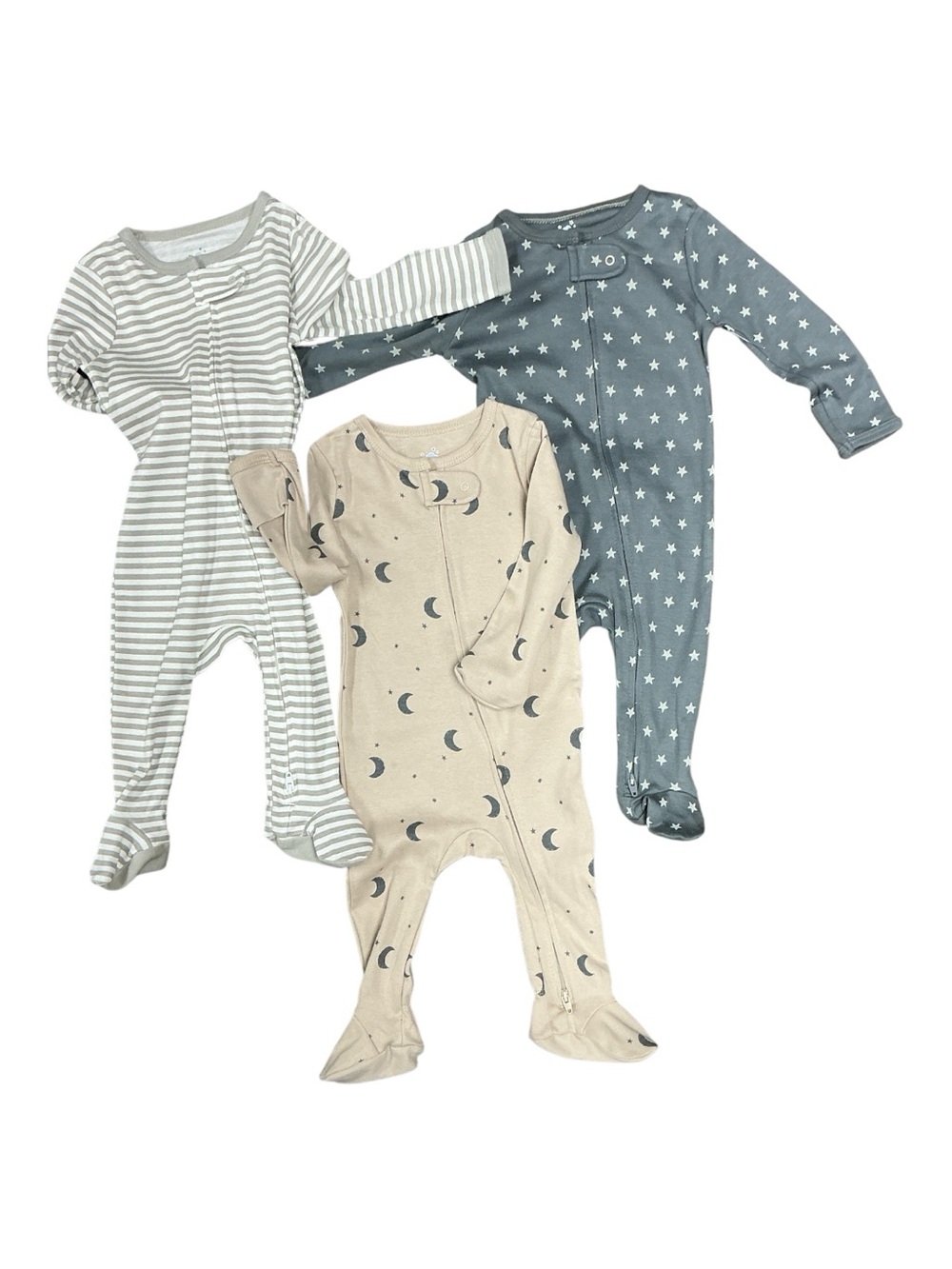 cloud island - NEW - Neutral Moon & Star 3-Pack Footed One-Pieces